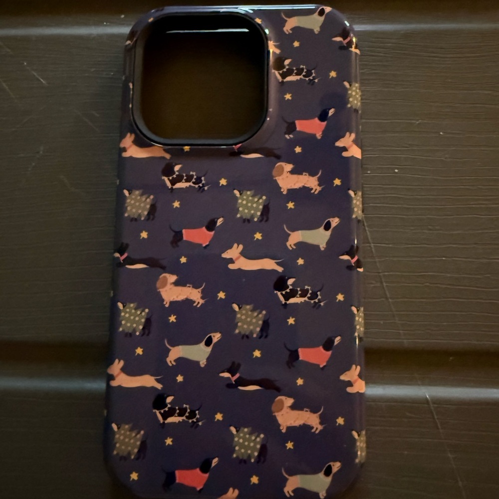 Patterned Dog Design Phone Case - Blue